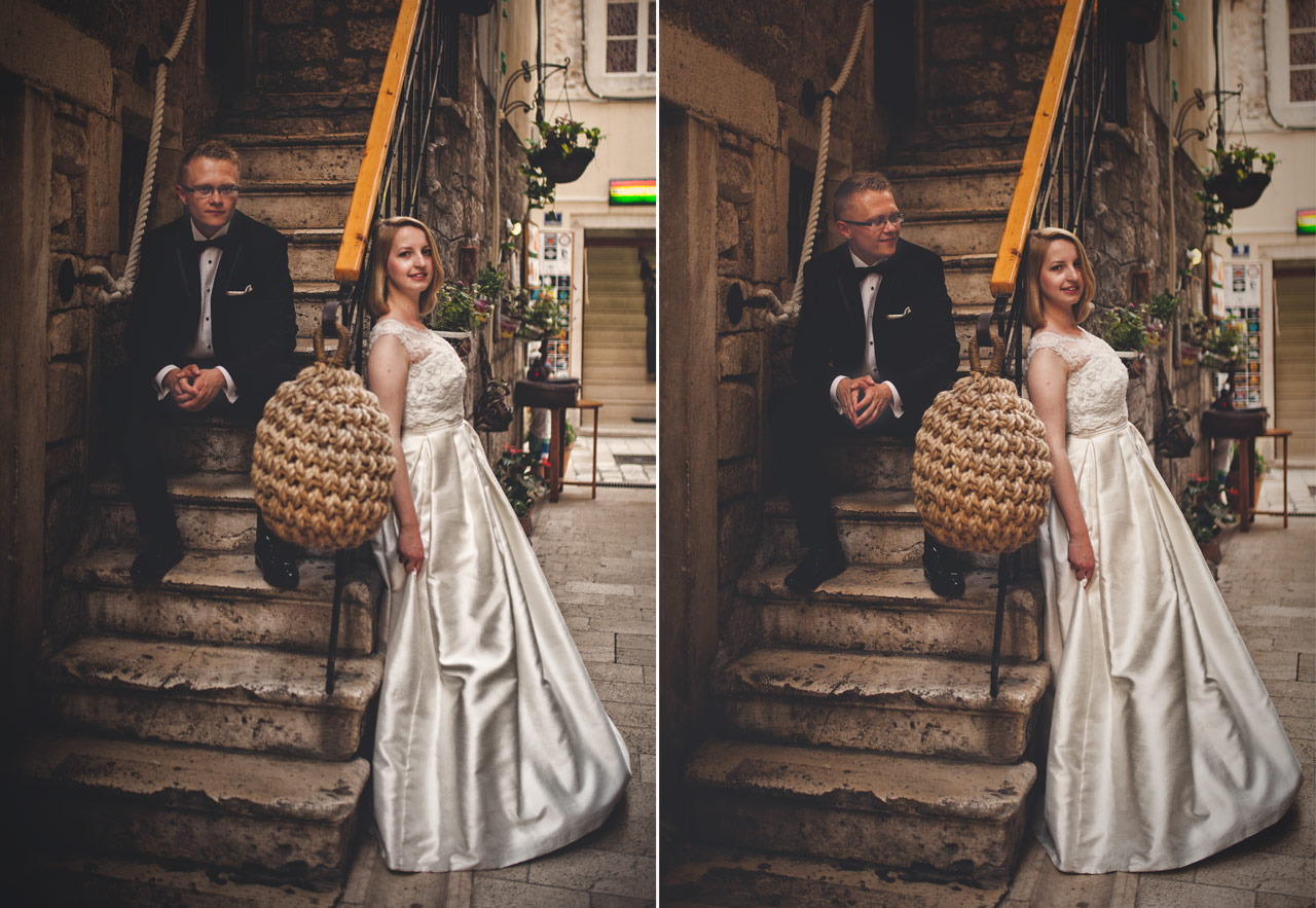 Plener ślubny w Chorwacji - schody w Szybeniku