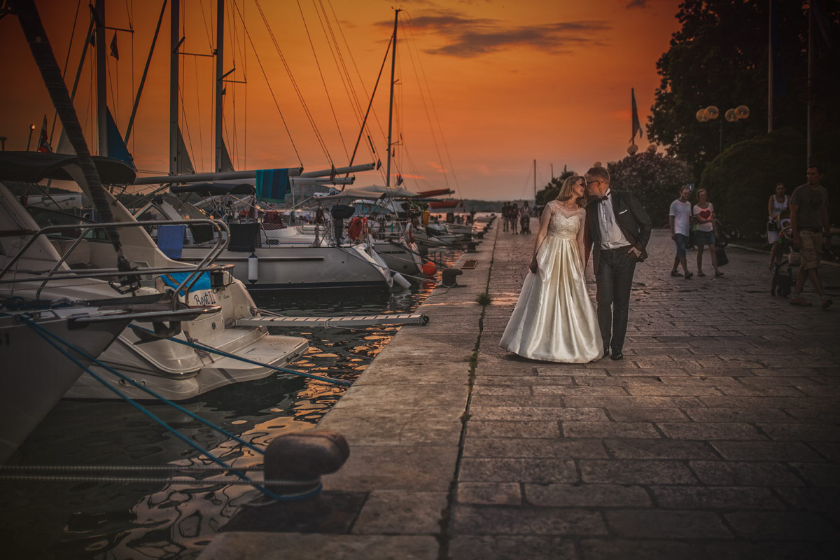 Plener ślubny w Chorwacji - zachód słońca w Szybeniku